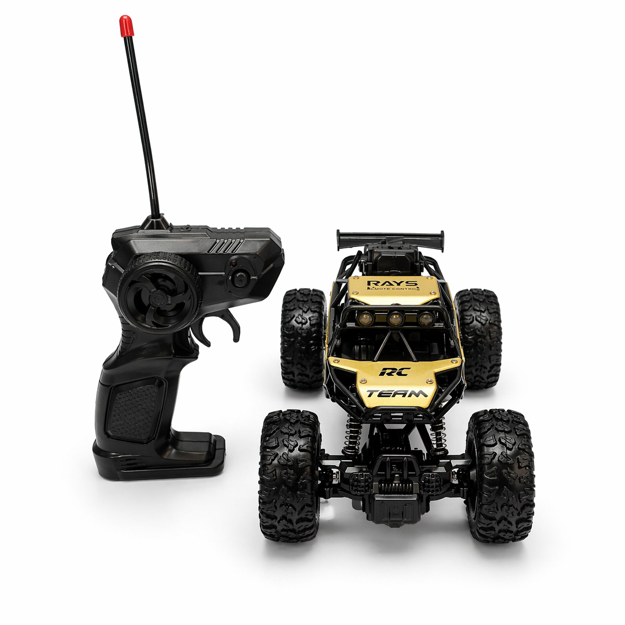 RC Rock Crawler Off-Road Remote Control Car 1:18 Scale Alloy Toy with Spray & LED Lights(C Type Charging)