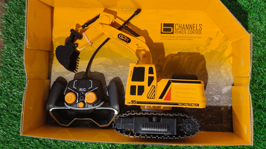 6 Channel Remote Control Excavator Toy – GX Model Builder RC Construction JCB Machine with 360° Rotation for Kids (3+ Years)