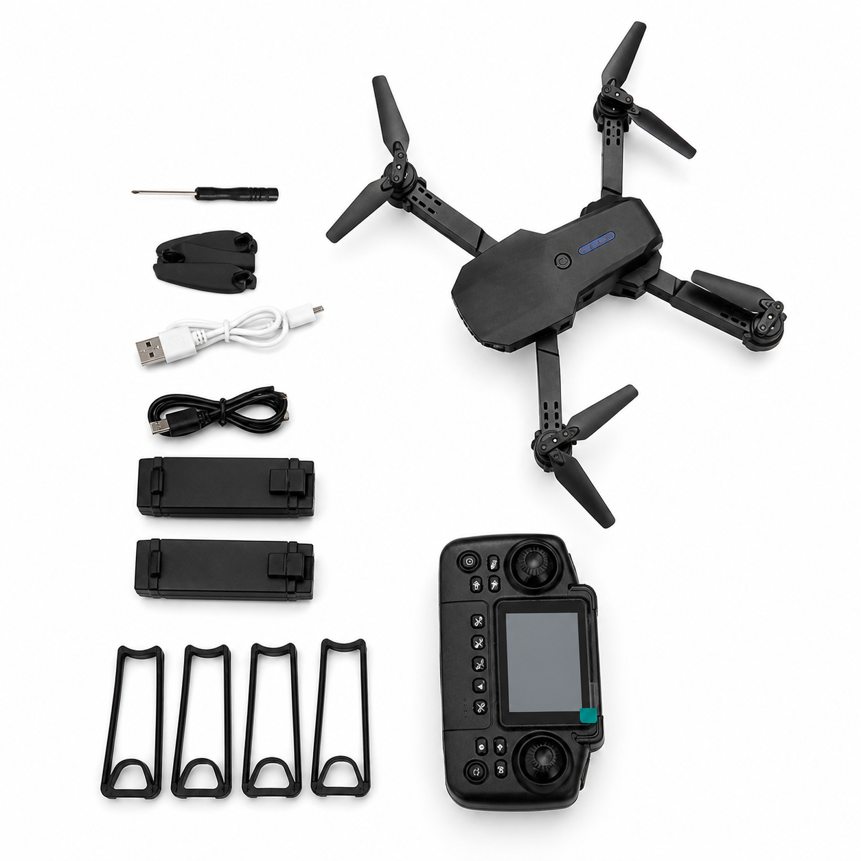 S52P Intelligent Aerial Drone with HD Camera, Display Remote Controller, Dual Battery, Foldable RC Quadcopter with Altitude Hold & 360° Flip
