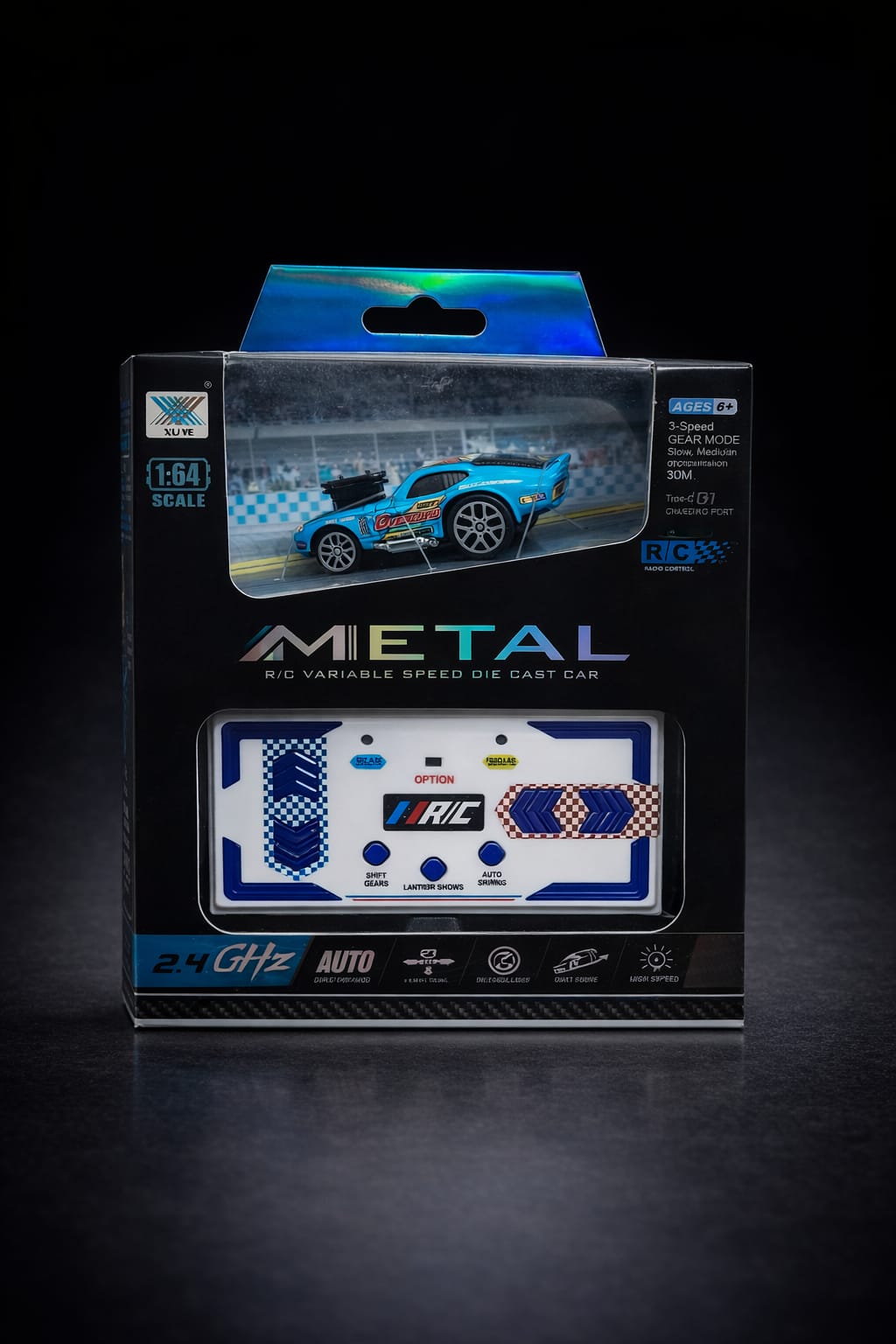 1:64 Scale Remote Control Metal Car 2.4GHz Mini Racing Car Toy with LED Lights & C Type Charging