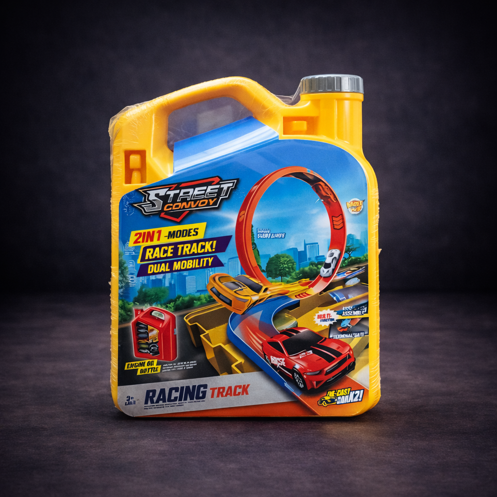 2-in-1 Racing Track Toy Set with Loop Track & Cars | Portable Kids Car Track Playset