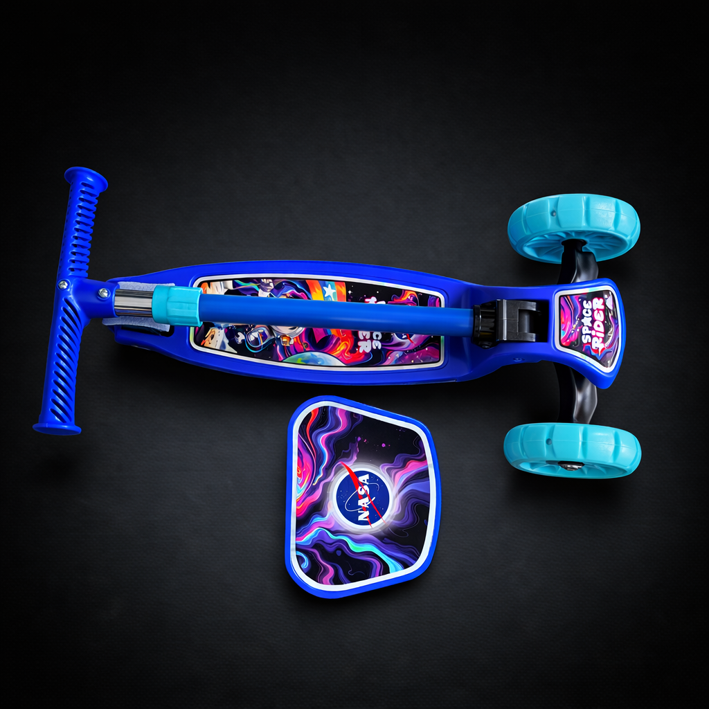 NASA Space Rider Kids Scooter with LED Wheels | 3-Wheel Adjustable Kick Scooter for Ages 3-10