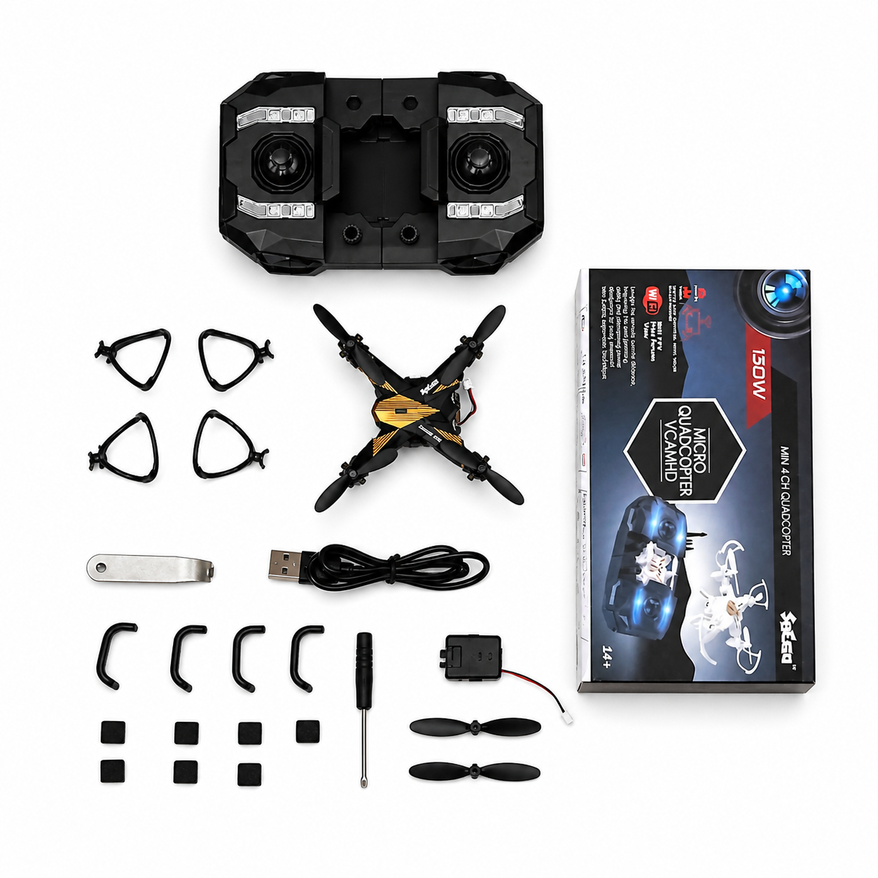 Mini Micro Quadcopter Drone with HD Camera, WiFi FPV, 4CH RC, LED Lights & Compact Remote Control – Portable Nano Drone for Beginners
