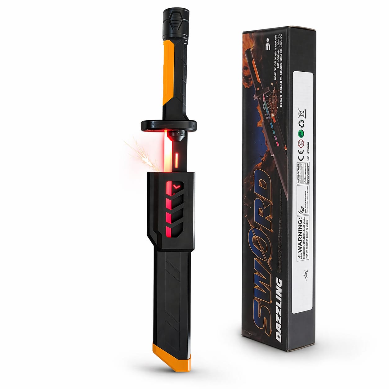LED Light-Up Toy Sword for Kids – Rechargeable Glow Sword with Spark Effect, 7 Color Lights & Sound