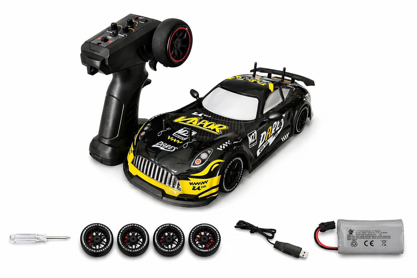 40 km HIGH SPEED RC Drift Car 2.4GHz Remote Control Racing Car with LED Lights & Replaceable Tires