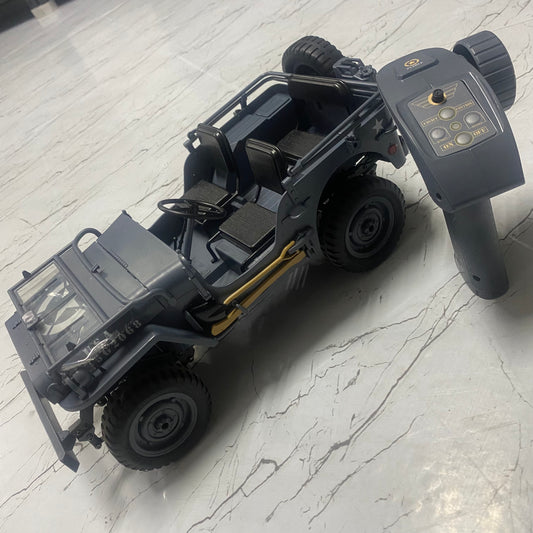 1:10 Scale RC Military Jeep | 2.4GHz Remote Control Army Car with LED Lights | Off-Road RC Toy