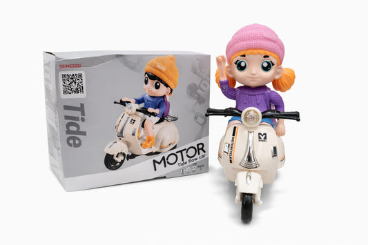 Cute Doll Scooter Toy for Kids – Battery Operated Ride-on Motor Bike with Lights & Music