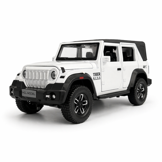 Thar Roxx RC Jeep Die Cast Car in 1:22 Scale – 2.4GHz Remote Control SUV with Lights, Open Doors & Smoke Effect