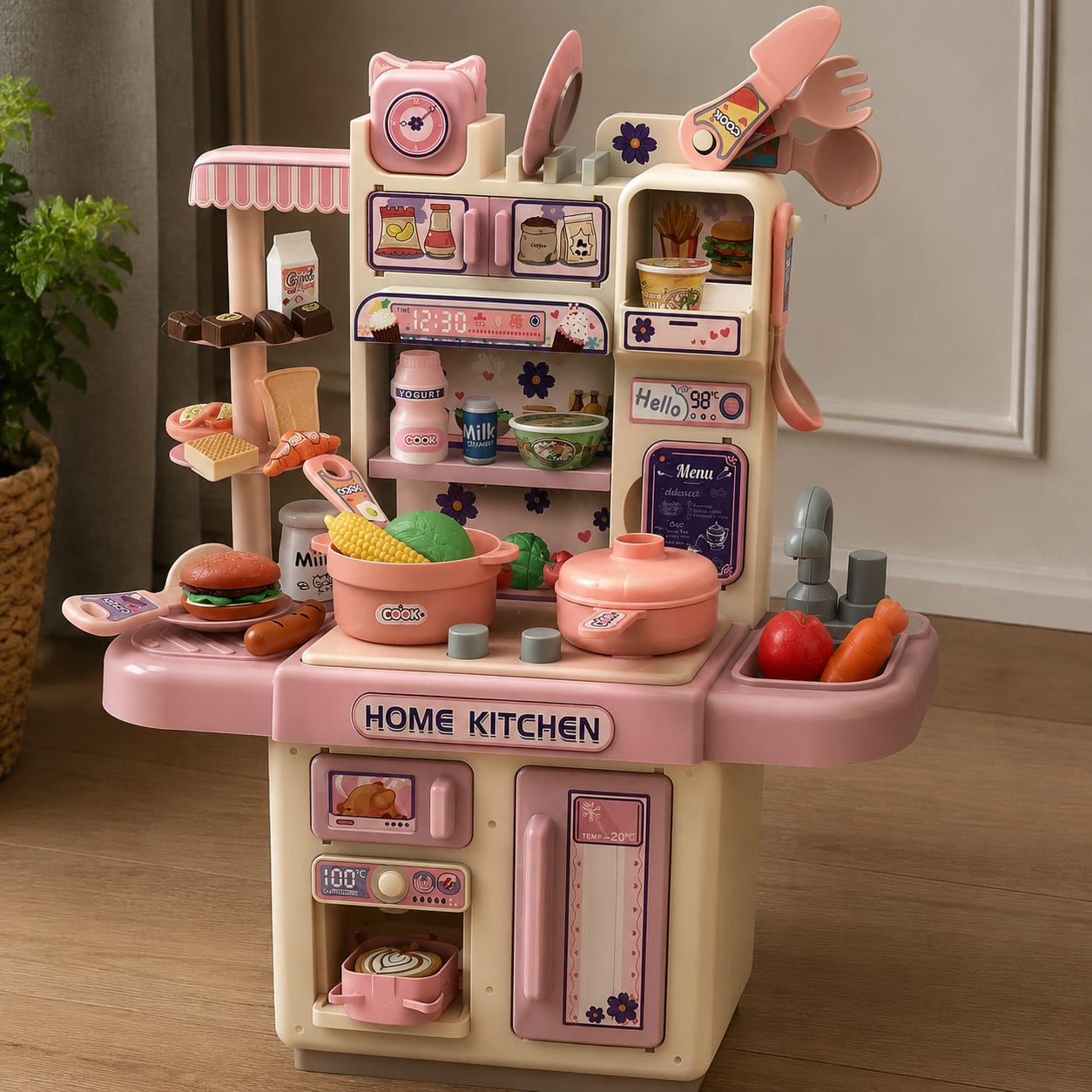 Dream Kitchen Set for Kids with Running Water Sink, Music & Cooking Accessories – Pretend Play Kitchen Toy Set for Girls & Boys