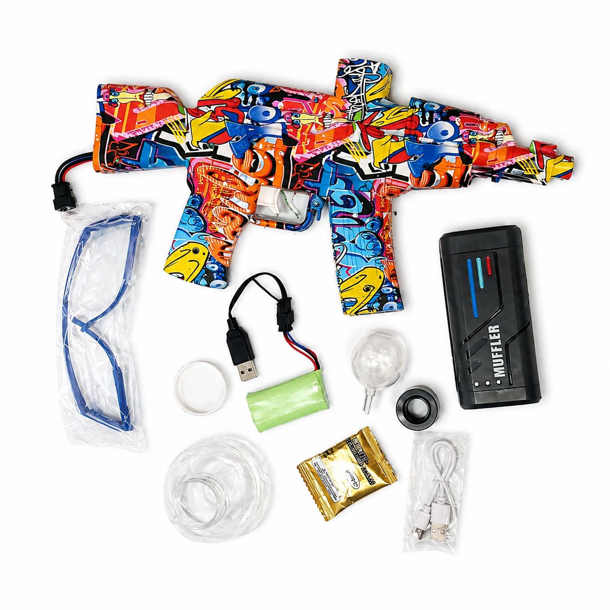 Electric Gel Blaster Gun with Colorful Smoke Spray – Automatic Water Bullet Toy Gun with Lights & Accessories