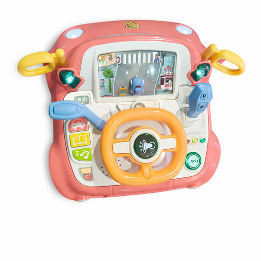 Kids Steering Wheel Driving Toy with Music & Light – Interactive Car Dashboard Pretend Play Toy for Toddlers