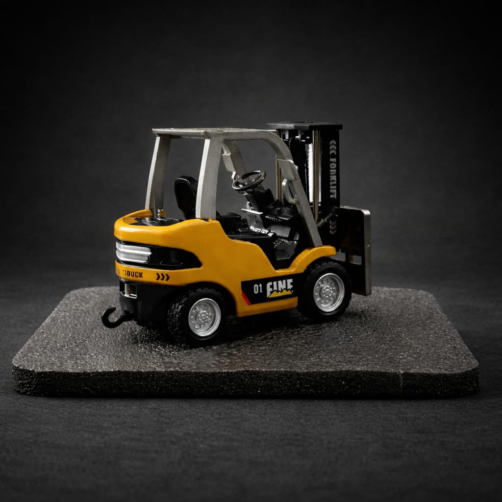 Mini Metal RC+ App Control Engineering Forklift Toy for Kids | 2.4GHz RC Construction Vehicle with Lights, Music & USB Rechargeable Battery