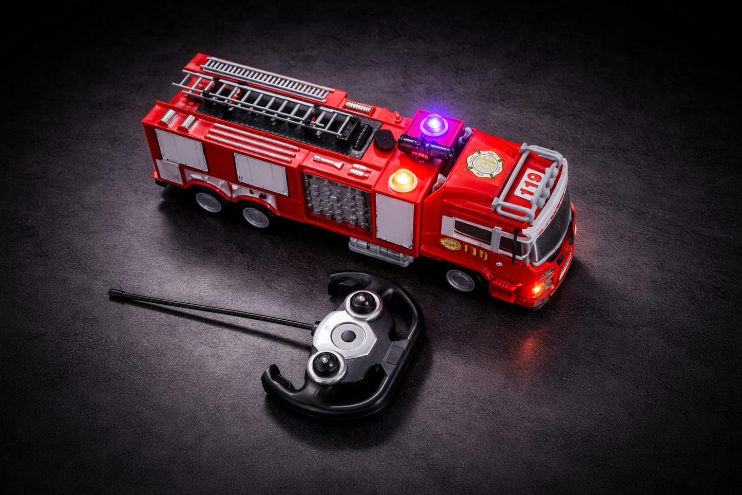 Remote Control Fire Engine Truck Toy | 5 Channel RC Fire Rescue Truck with Water Spray, Light & Sound