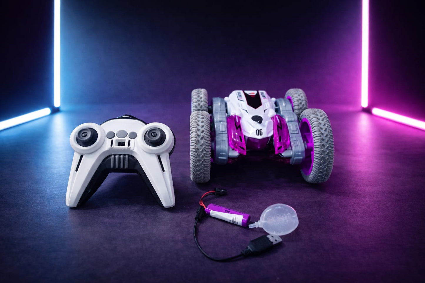 2.4GHz Deformation RC Stunt Car with Spray Mist & LED Lights | 360° Rotating Transforming Toy Car