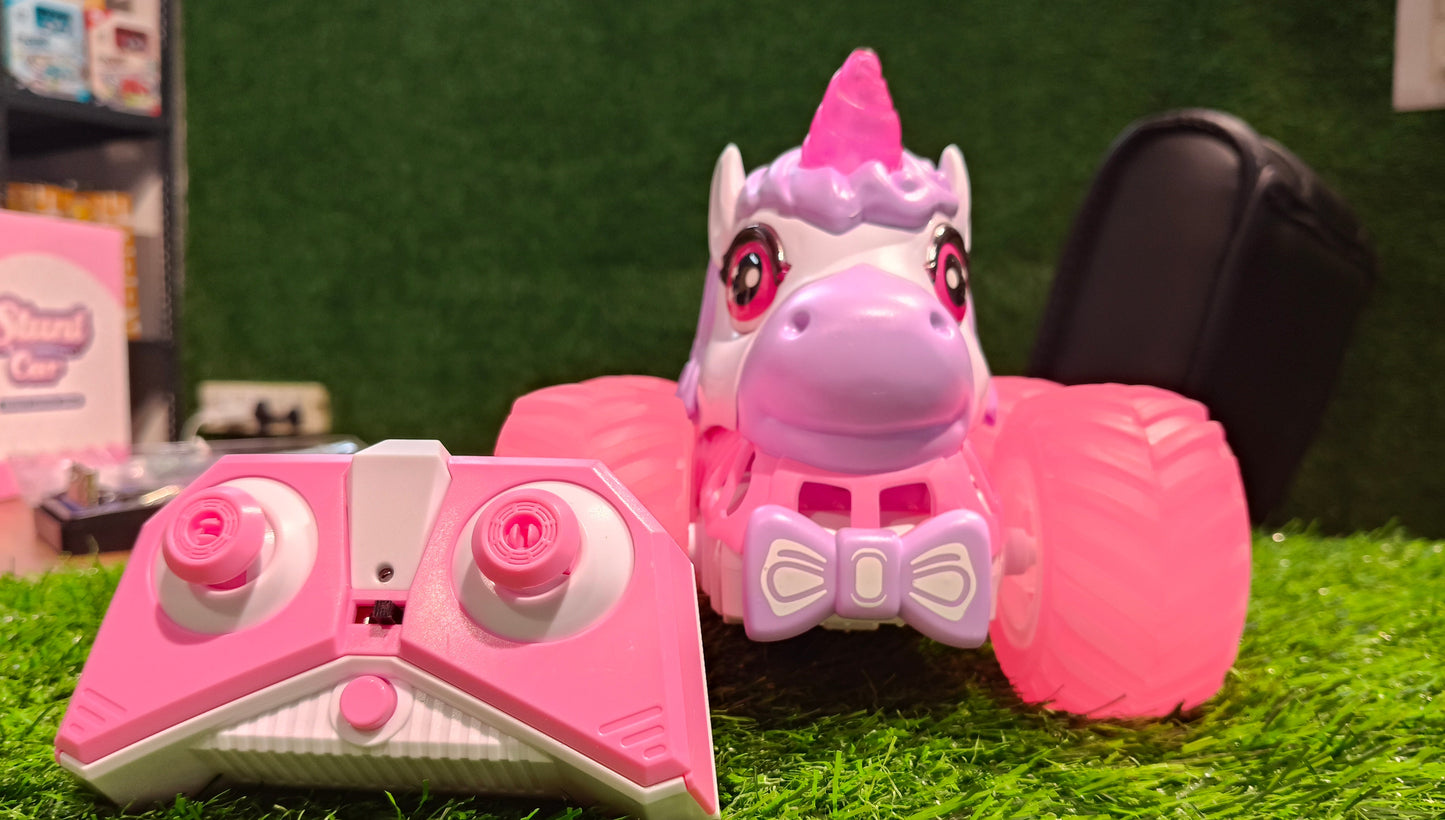Remote Control Stunt Unicorn Car Toy | RC Unicorn with LED Lights, Music & 360° Rotation for Kids