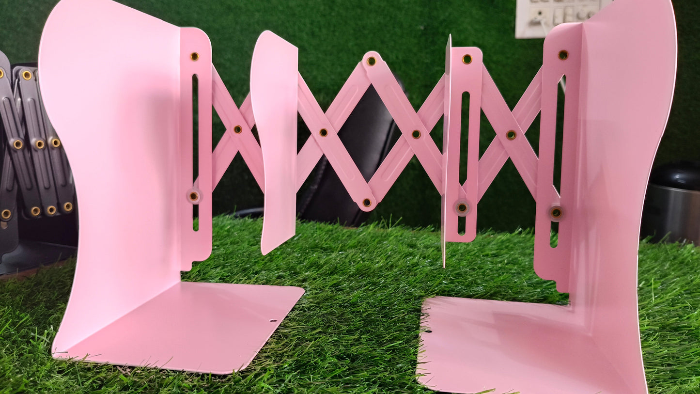 Expandable Book Rack | Adjustable Metal Bookends | Heavy Duty Book Holder for Office, Study & Home