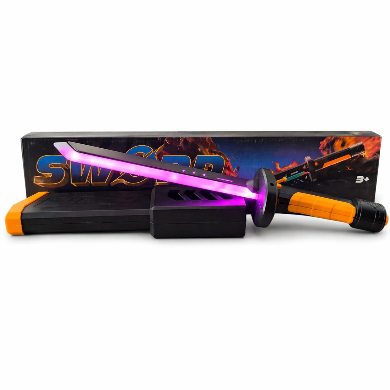 LED Light-Up Toy Sword for Kids – Rechargeable Glow Sword with Spark Effect, 7 Color Lights & Sound