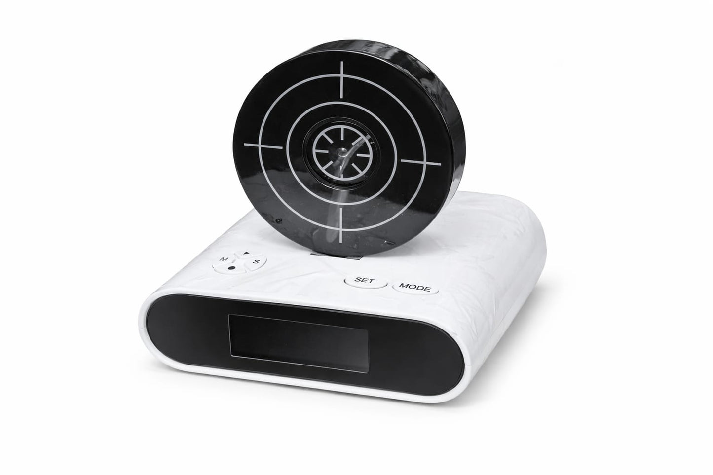 Laser Target Alarm Clock with Gun | Fun Shooting Alarm Clock for Heavy Sleepers | Unique Wake Up Gadget