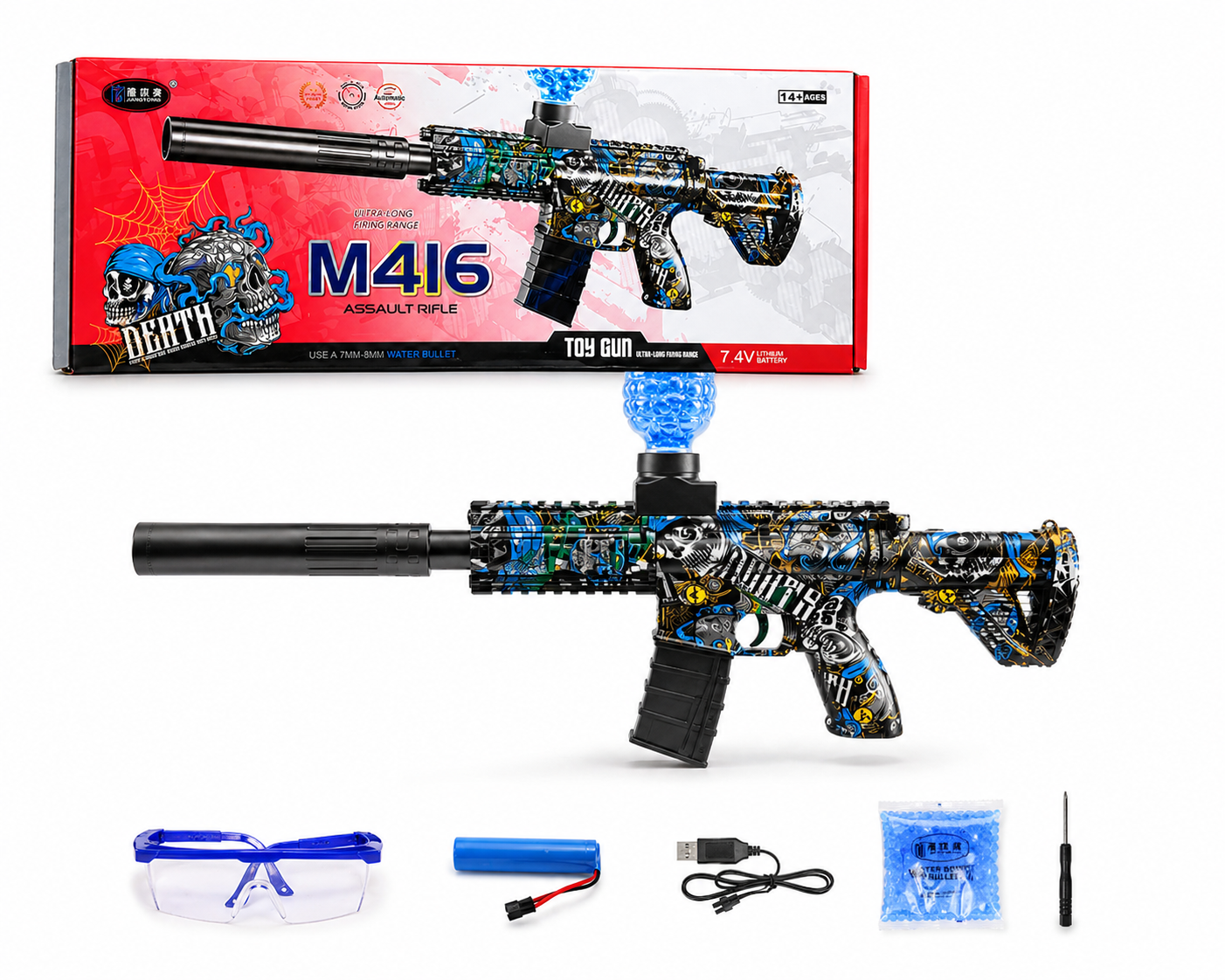 M416 Electric Gel Blaster Gun with Water Bullets – Automatic Toy Gun with Long Range & Rechargeable Battery