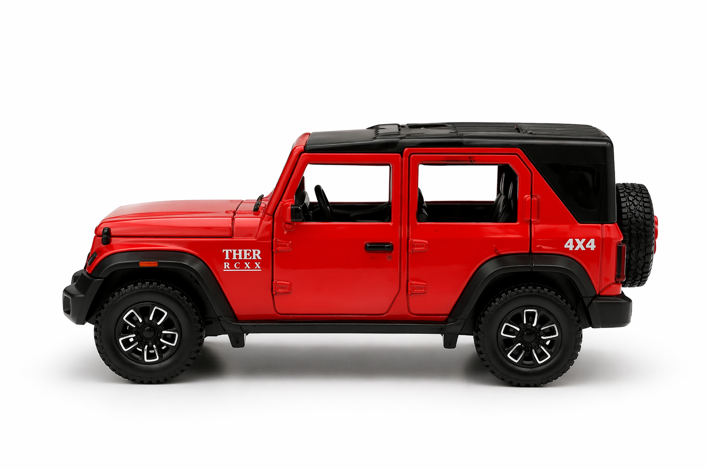 Thar Roxx RC Jeep Die Cast Car in 1:22 Scale – 2.4GHz Remote Control SUV with Lights, Open Doors & Smoke Effect