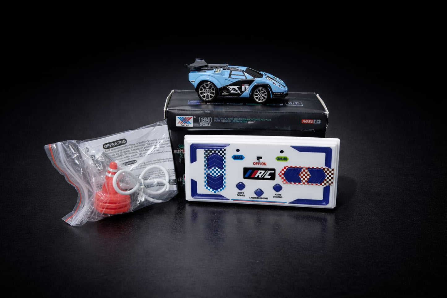 1:64 Scale Remote Control Metal Car  2.4GHz Mini Racing Car Toy with LED Lights & C Type Charging