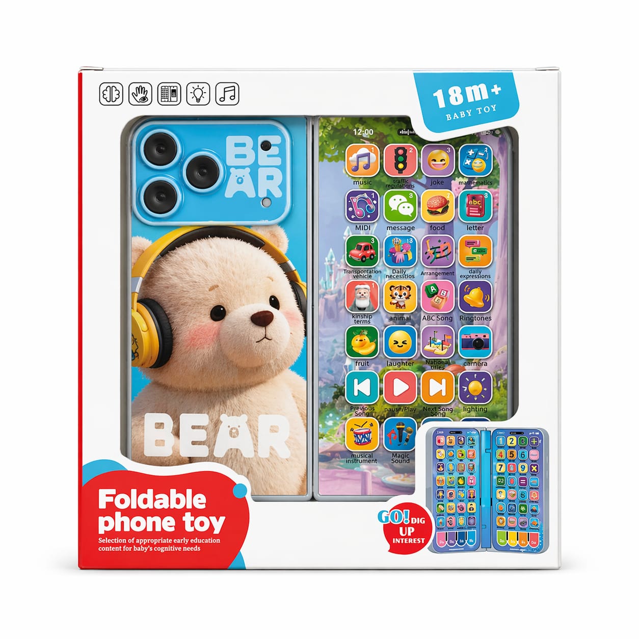 Foldable Phone Toy for Kids with 92 Learning Keys | Educational Smart Phone Toy | Kids Learning Toy with Music, Maths & English Activities