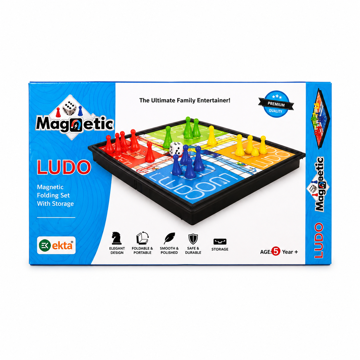 Magnetic Ludo Board Game for Kids & Family | Foldable Travel Ludo Set with Storage |