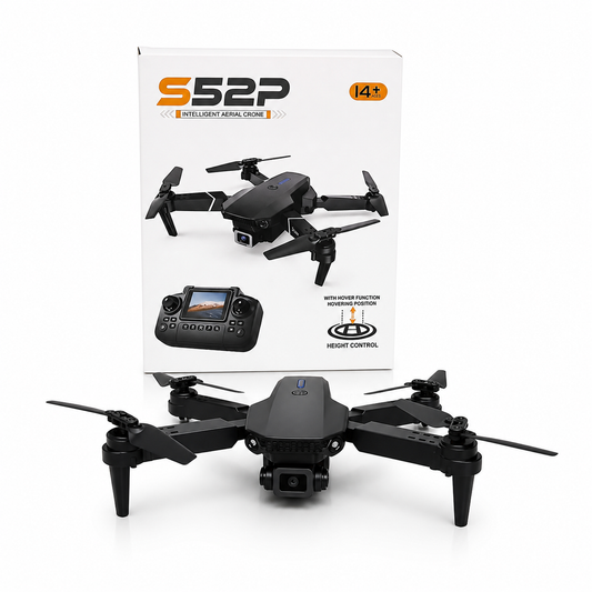 S52P Intelligent Aerial Drone with HD Camera, Display Remote Controller, Dual Battery, Foldable RC Quadcopter with Altitude Hold & 360° Flip