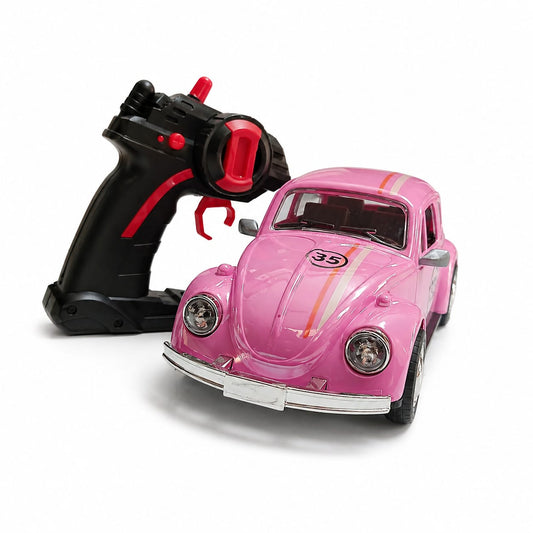 1:16 Scale Pink RC Model Car – Remote Control Classic Beetle Style Car with Lights & Music for Kids