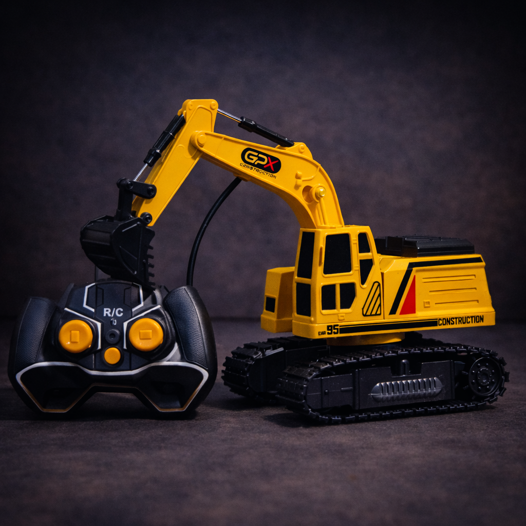6 Channel Remote Control Excavator Toy – GX Model Builder RC Construction JCB Machine with 360° Rotation for Kids (3+ Years)