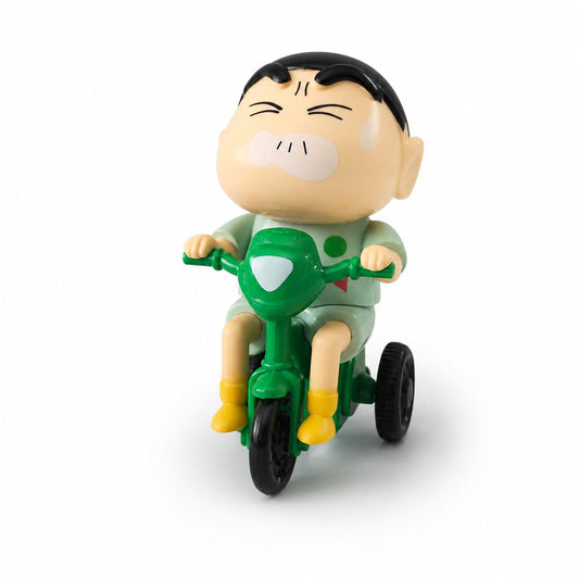 Cartoon Shinchan Tricycle Toy – Cute Cycling Boy Figure | Funny Desk Toy