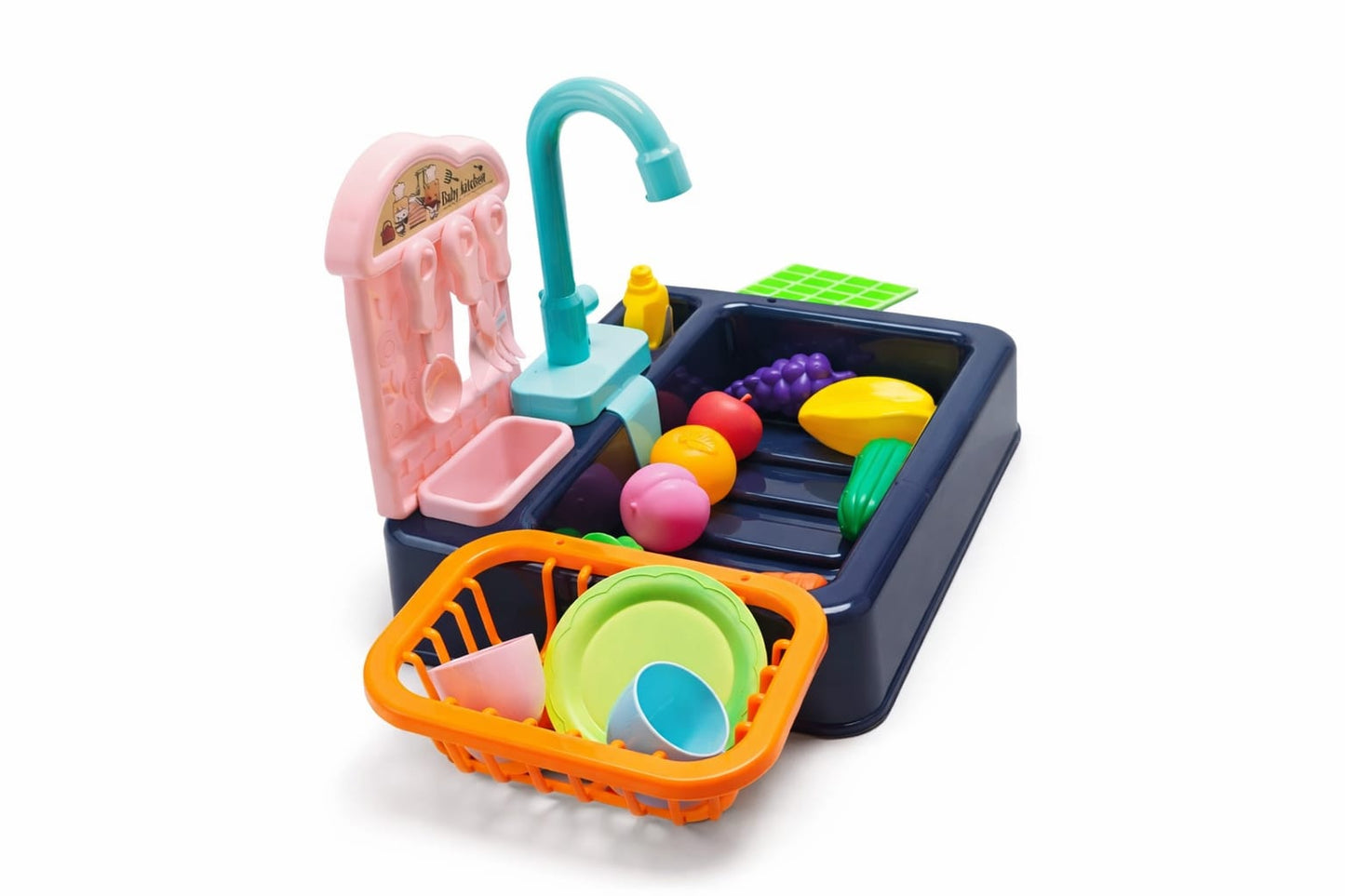 Kids Kitchen Sink Toy Set with Running Water | 20 PCS Pretend Play Dish Washing Set for Boys & Girls
