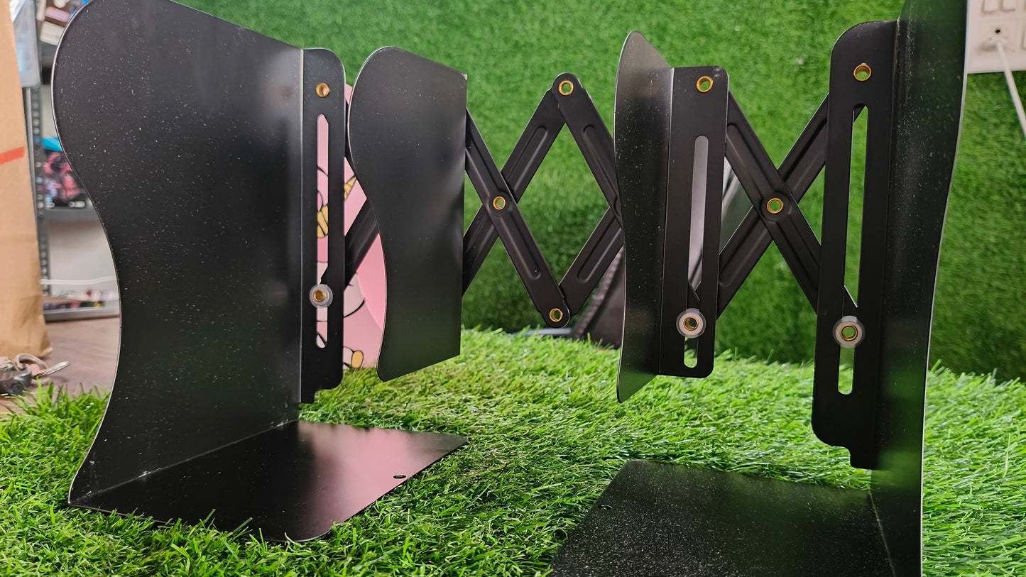 Expandable Book Rack | Adjustable Metal Bookends | Heavy Duty Book Holder for Office, Study & Home