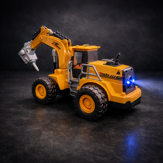 7 Channel 2.4GHz Remote Control Spray Truck Toy – RC Engineering Front Loader Construction Vehicle with Light & Spray Effect