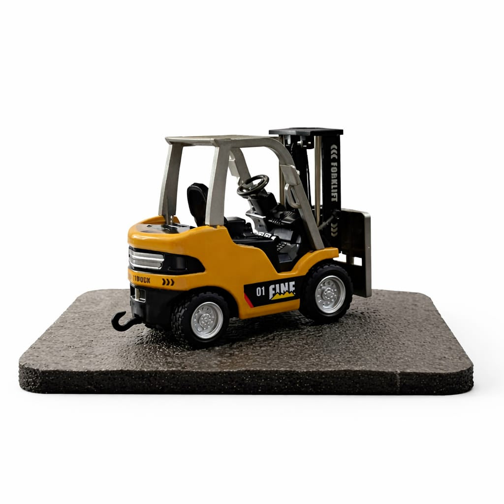 Mini Metal RC+ App Control Engineering Forklift Toy for Kids | 2.4GHz RC Construction Vehicle with Lights, Music & USB Rechargeable Battery