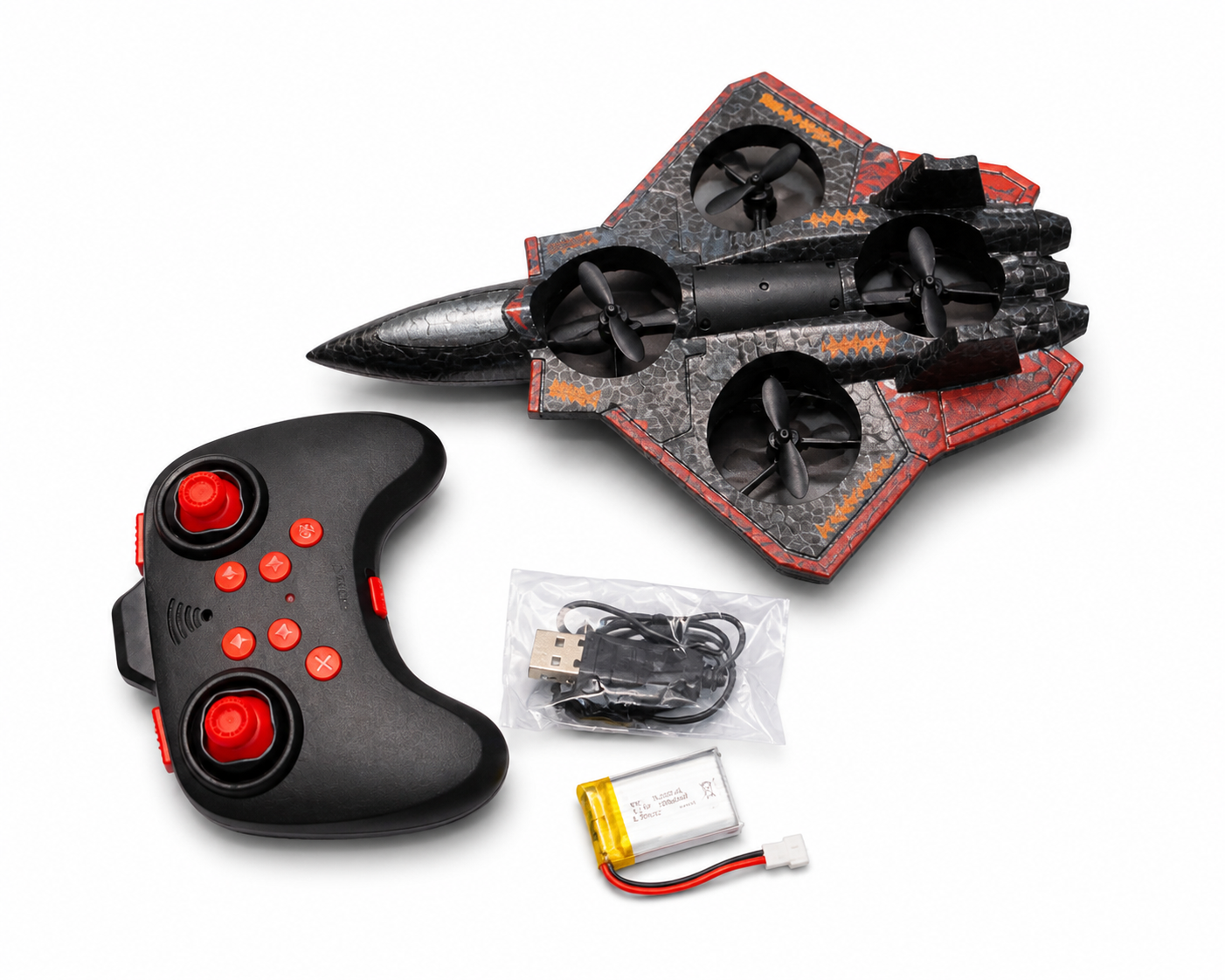 RC Fighter Plane Drone Toy with 2.4GHz Remote Control – LED Flying Airplane with 360° Stunt & Easy Landing for Kids