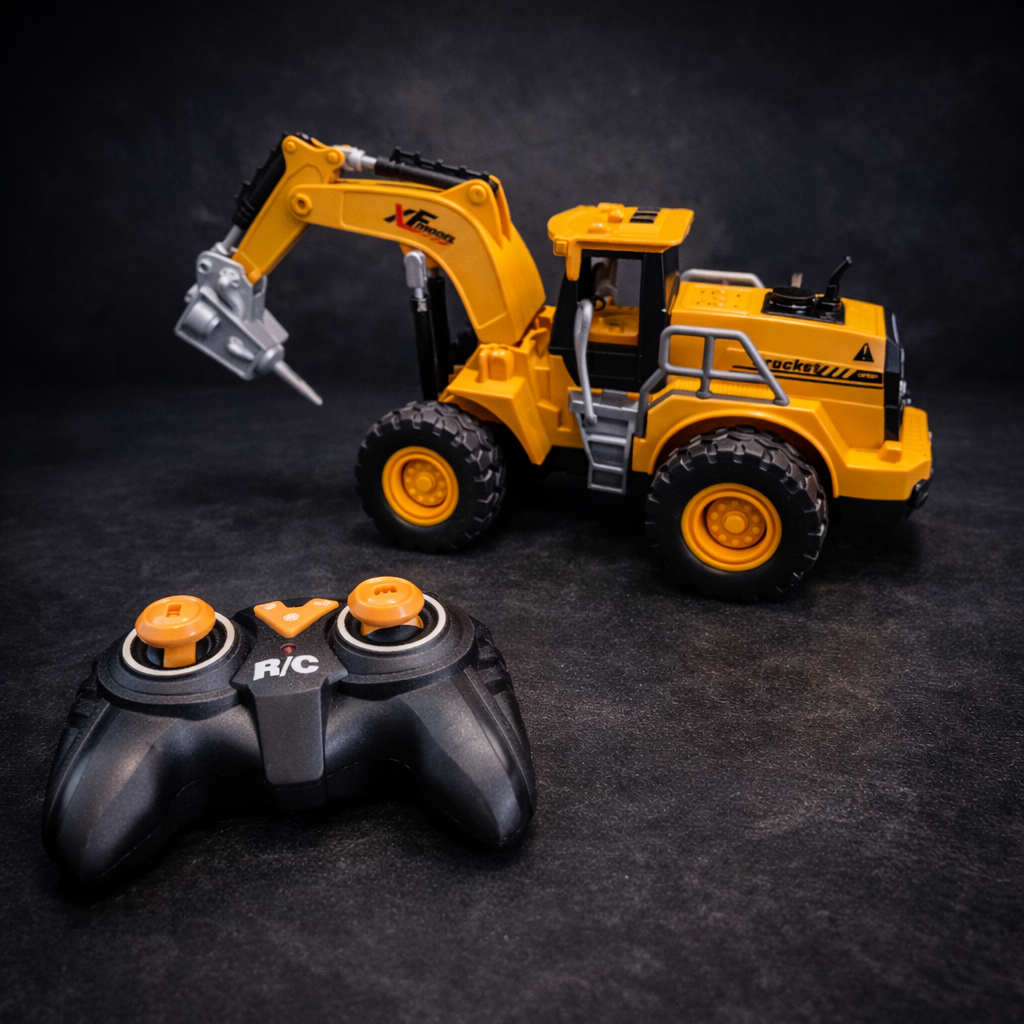 7 Channel 2.4GHz Remote Control Spray Truck Toy – RC Engineering Front Loader Construction Vehicle with Light & Spray Effect