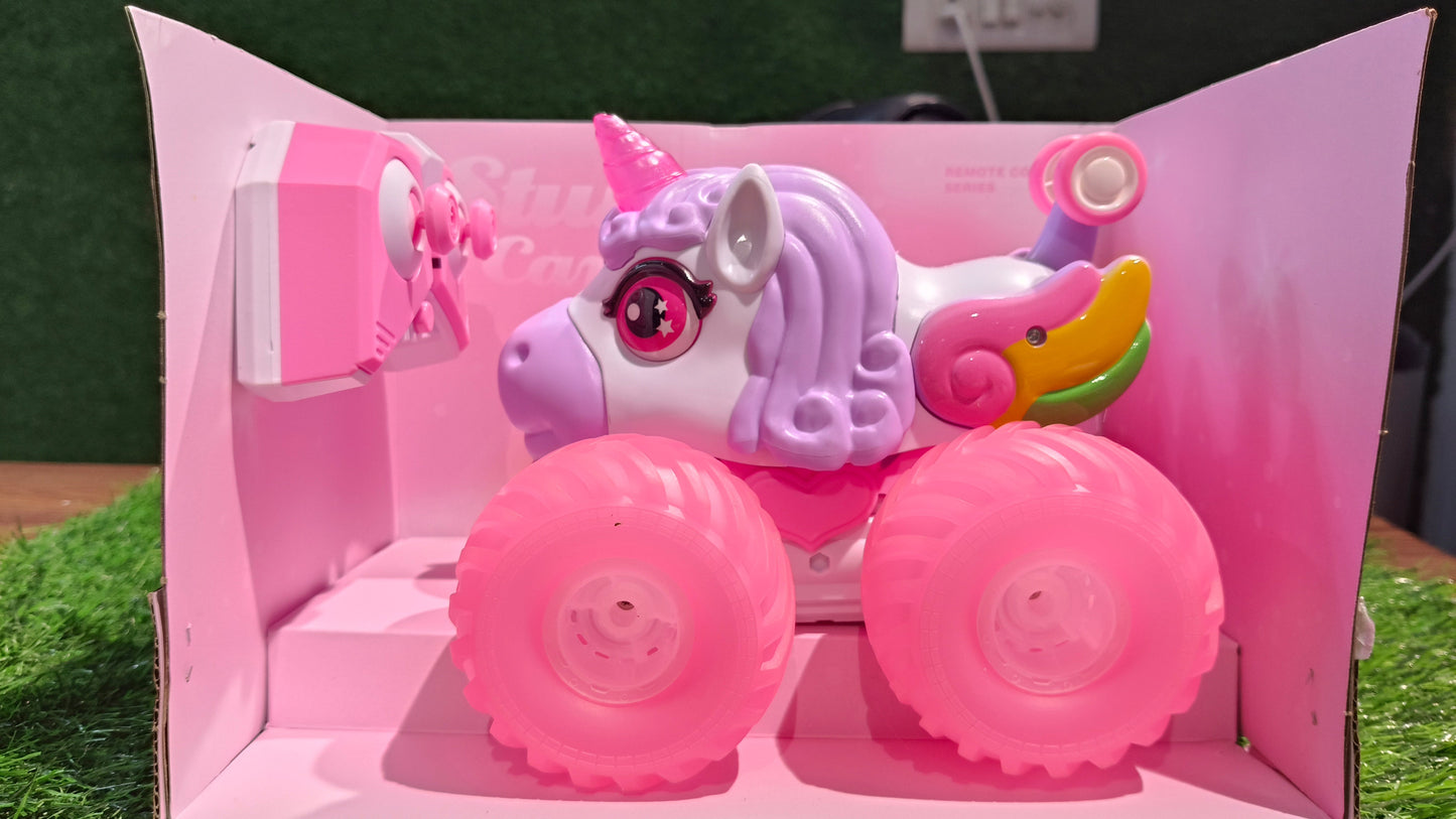Remote Control Stunt Unicorn Car Toy | RC Unicorn with LED Lights, Music & 360° Rotation for Kids