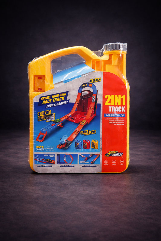 2-in-1 Racing Track Toy Set with Loop Track & Cars | Portable Kids Car Track Playset