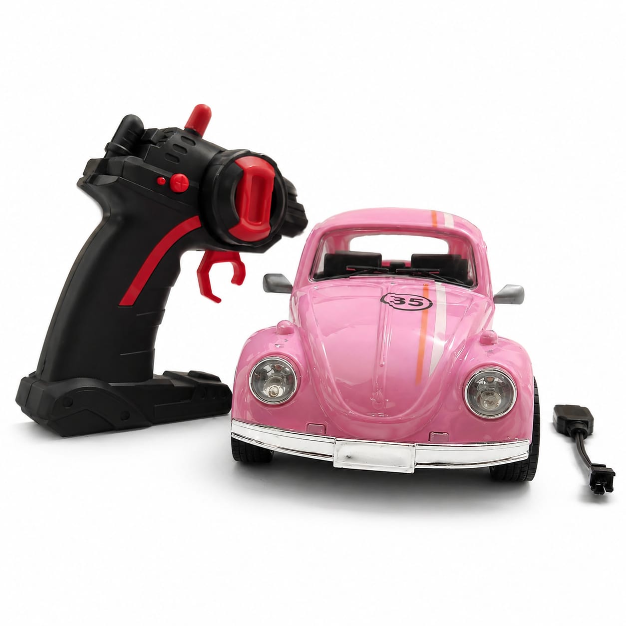 1:16 Scale Pink RC Model Car – Remote Control Classic Beetle Style Car with Lights & Music for Kids