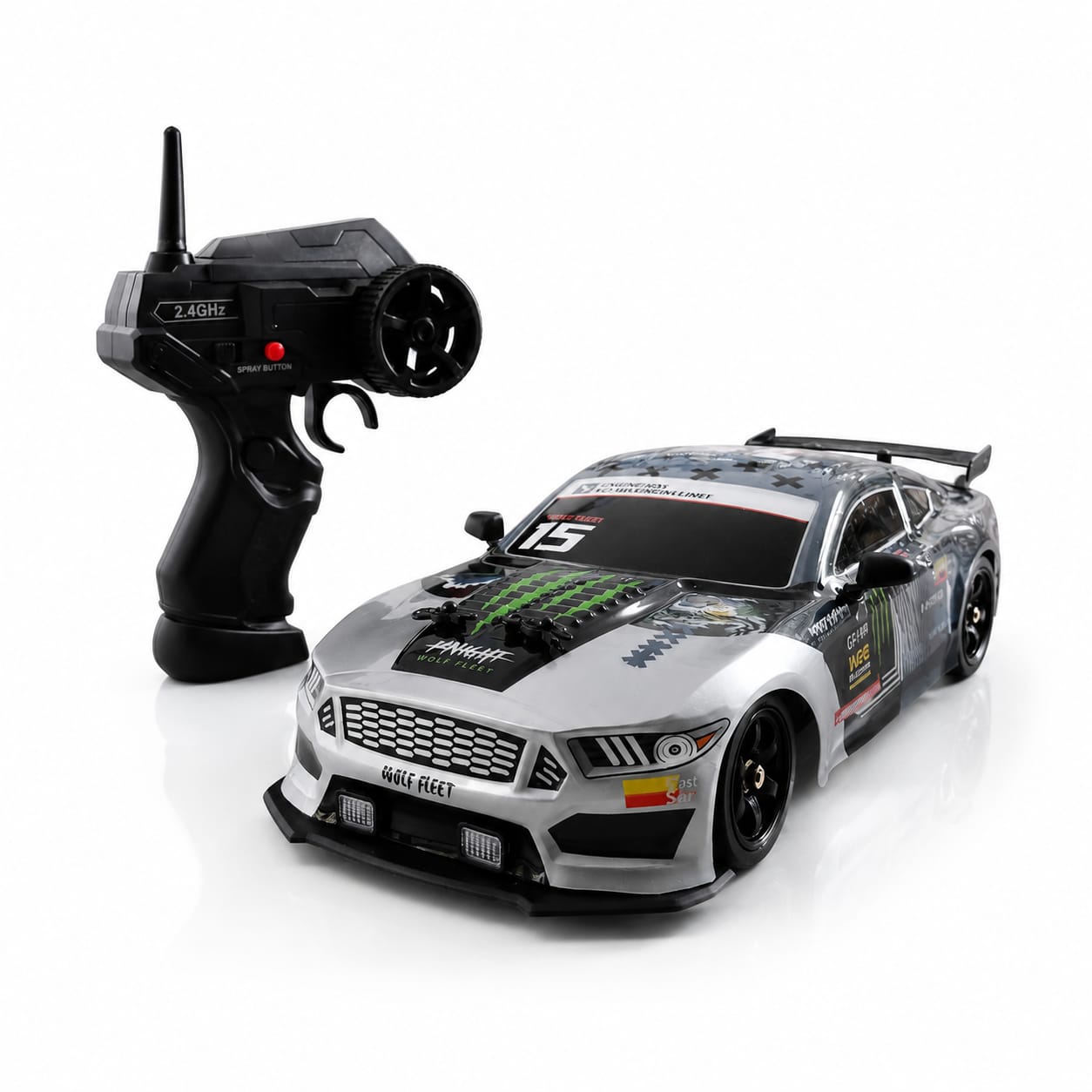 Drift Stunt RC Car 1:16 4WD 2.4G Remote Control Drift Racing Car with Smoke Spray & Replaceable Wheels